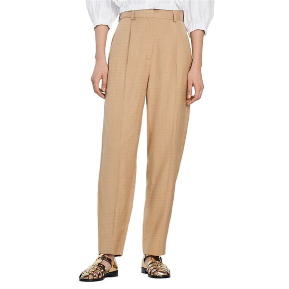 Sandro Tailored Tapered Beige Viscose Trousers Size 36 - Picture 1 of 5
